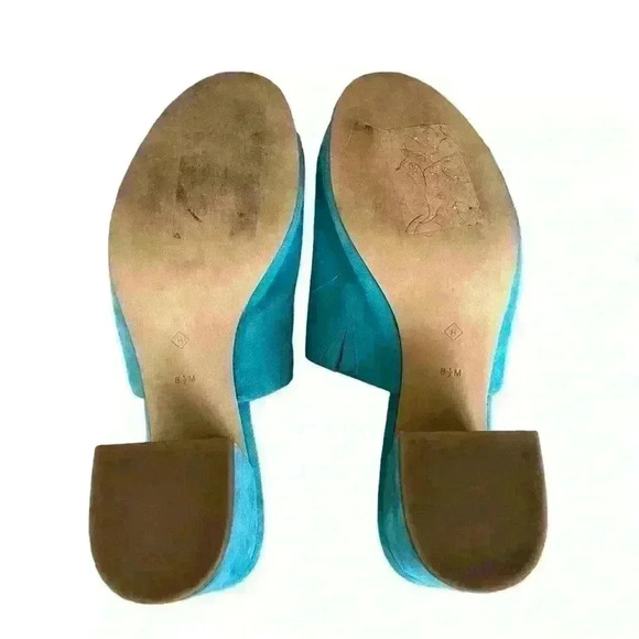 HALOGEN Chunky Heel Aqua Marine Blue Suede size 8.5​ - Picture 4 of 7